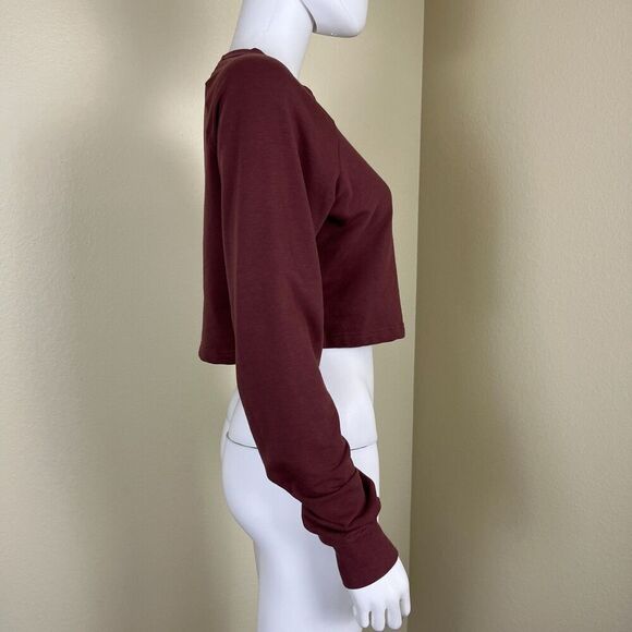 Gymshark Women's Size M Brown Training Cropped Crewneck Sweater Athleisure Yoga - Picture 14 of 14